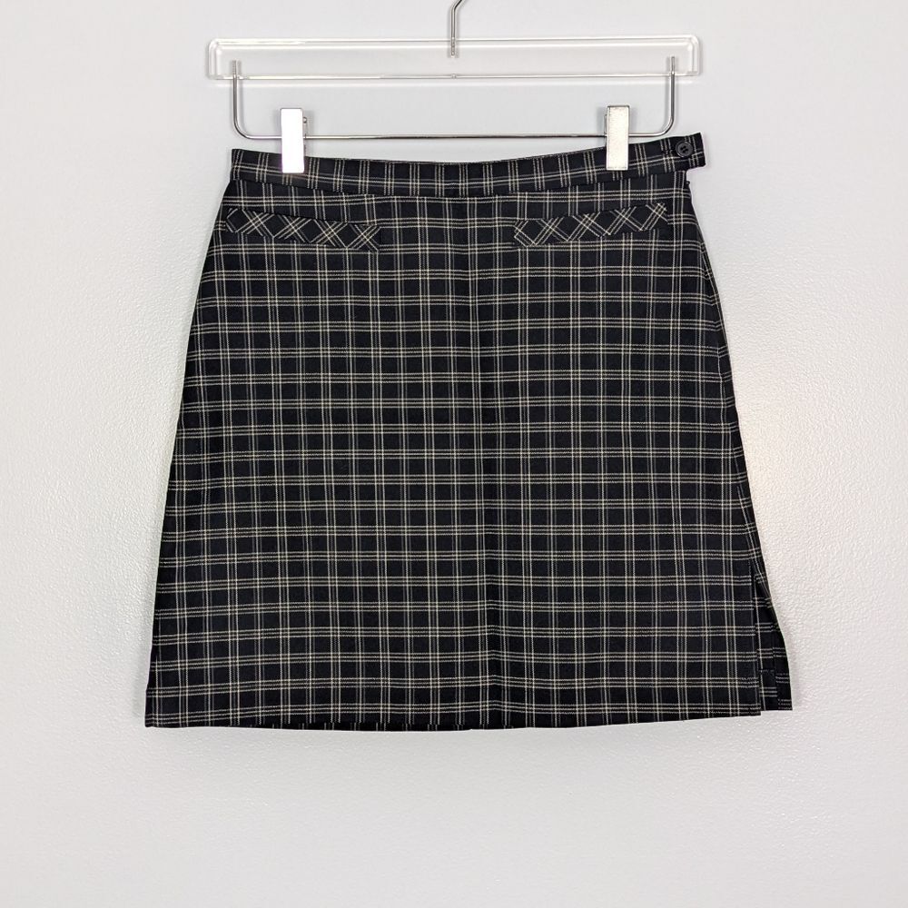 J. Crew Black Plaid A-Line Mini Skirt Women's 4